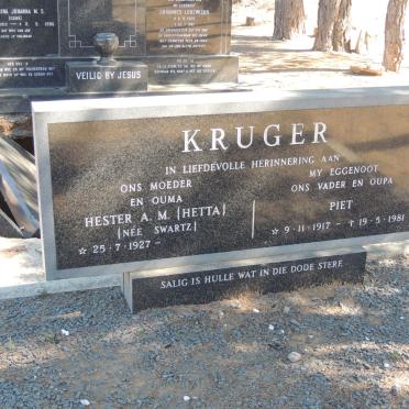 KRUGER Piet 1917-1981 &amp; Hester A.M. SWARTZ 1927-