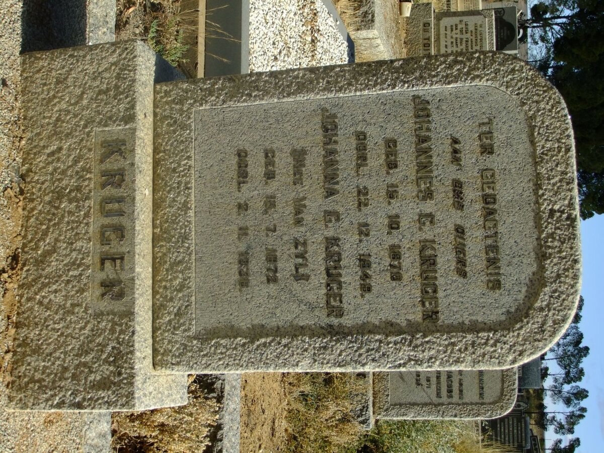 KRUGER Johannes G. 1870-1949 &amp; Johanna G. VAN ZYL 1872-1936
