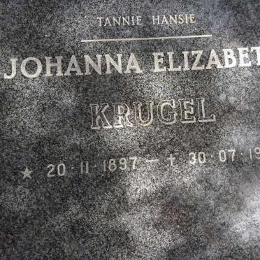 KRUGEL Johanna Elizabeth 1897-1989