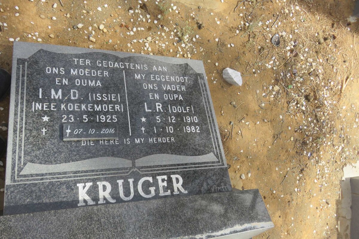 KRUGER L.R. 1910-1982 &amp; I.M.D. KOEKEMOER 1925-2016