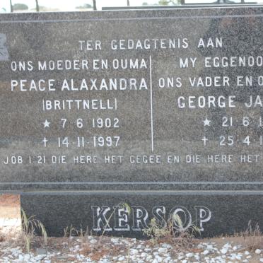 KERSOP George Jacobus 1905-1983 &amp; Peace Alaxandra BRITTNELL 1902-1997