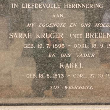 KRUGER Karel 1873-1963 &amp; Sarah BREDENKAMP 1895-1955