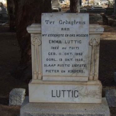 LUTTIG Emma nee DU TOIT 1892-1926