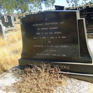 MERWE Dirk P., van der 1895-1968 &amp; Elizabeth J.H. BUYS 1889-1981