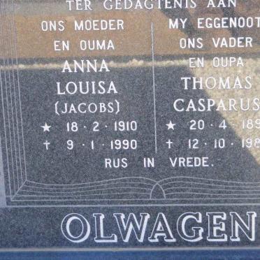 OLWAGEN Thomas Casparus 1899-1985 &amp; Anna Louisa JACOBS 1910-1990