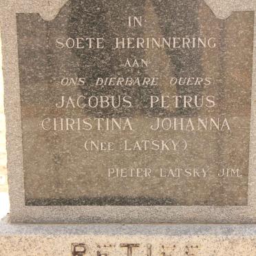 RETIEF Jacobus Petrus &amp; Christina Johanna LATSKY