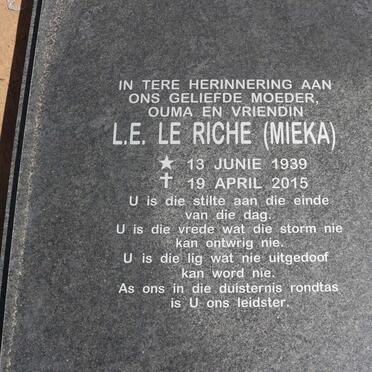 RICHE Louwrens Erasmus, le nee COETZER 1939-2015