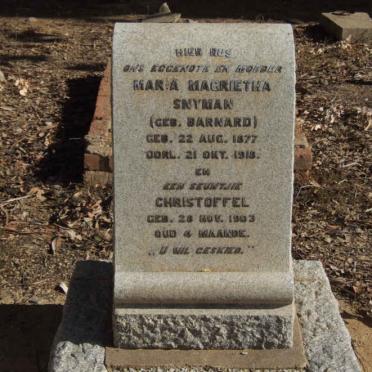SNYMAN Maria Magrietha nee BARNARD 1877-1918 :: SNYMAN Christoffel 1903-1903