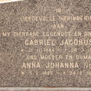STADEN Gabriel Jacobus, van 1884-1954 &amp; Anna Johanna VOS 1885-1962