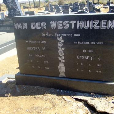 WESTHUIZEN Gysbert J., van der 1919-1976 &amp; Hester M. MALAN 1922-2003