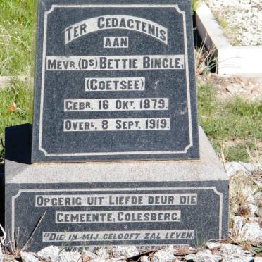 BINGLE Bettie nee COETSEE 1879-1919