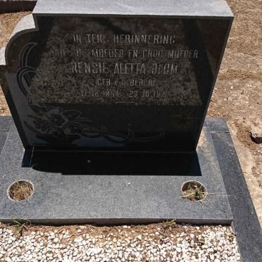 BLOM Rensie Aletta nee V.D. BERGH 1894-1971