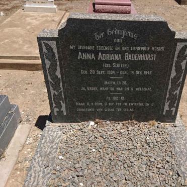 BADENHORST Anna Adriana nee SLUITER 1904-1942
