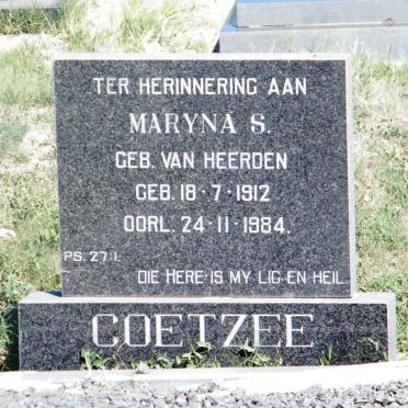 COETZEE Maryna S. nee VAN HEERDEN 1912-1984