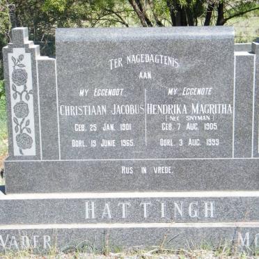 HATTINGH Christiaan Jacobus 1901-1965 &amp; Hendrika Magritha SNYMAN 1905-1999