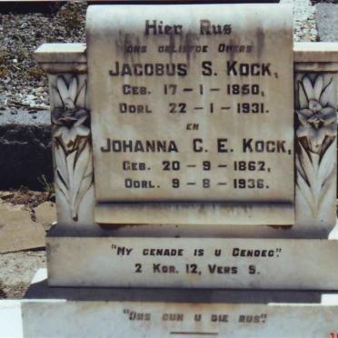 KOCK Jacobus S. 1850-1931 &amp; Johanna C.E. 1862-1936