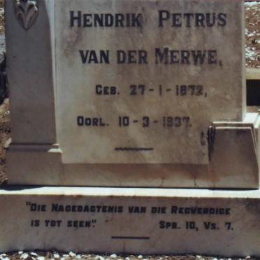 MERWE Hendrik Petrus, van der 1872-1937