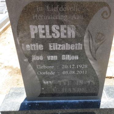 PELSER Lettie Elizabeth nee VAN BILJON 1928-2011