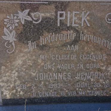 PIEK Johannes Hendrik 1903-1968