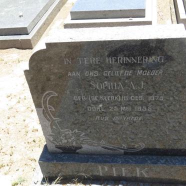PIEK Sophia A.J. nee DE KLERK 1875-1955