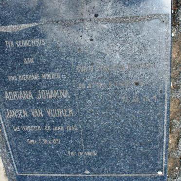 VUUREN Adriana Johanna, Jansen van nee VORSTER 1889-1951