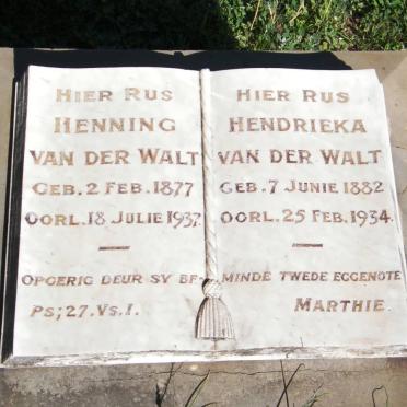 WALT Henning, van der 1877-1937 &amp; Hendrieka 1882-1934