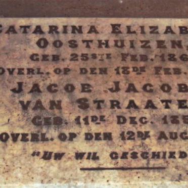 STRAATEN Jacob Jacobus, van 1856-1899 &amp; Catarina Elizabeth OOSTHUIZEN 1861-1899