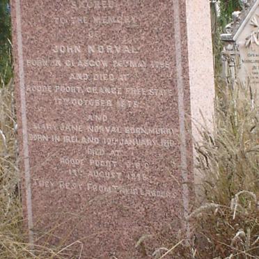 NORVAL John 1795-1875 &amp; Mary Jane MURRY 1810-1898