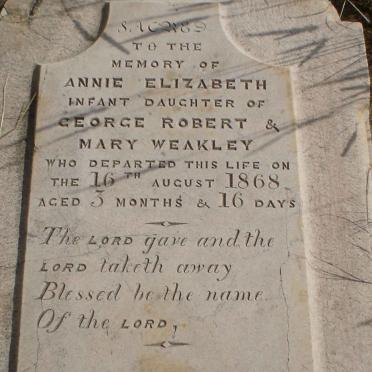 WEAKLEY Annie Elizabeth -1868