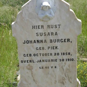 BURGER Susara Johanna nee PIEK 1858-1910