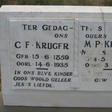 KRUGER C.F. 1859-1935 &amp; M.P. ESTERHUIZEN 1860-1930