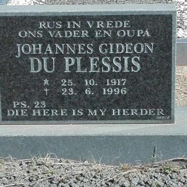 PLESSIS Johannes Gideon, du 1917-1996