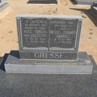 GRESSE Wessel Johannes Andries 1922-1998 &amp; Alice Doreen LEICESTER 1928-1995