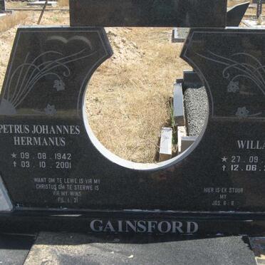 GAINSFORD Petrus Johannes Hermanus 1942-2001 &amp; Willa 1940-2017