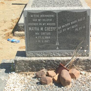 GREEFF Mayra M. nee COETZEE 1944-1967