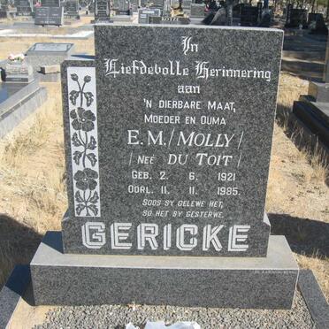 GERICKE E.M. nee DU TOIT 1921-1985