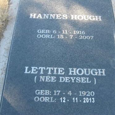 HOUGH Hannes 1916-2007 &amp; Lettie DEYSEL 1920-2013