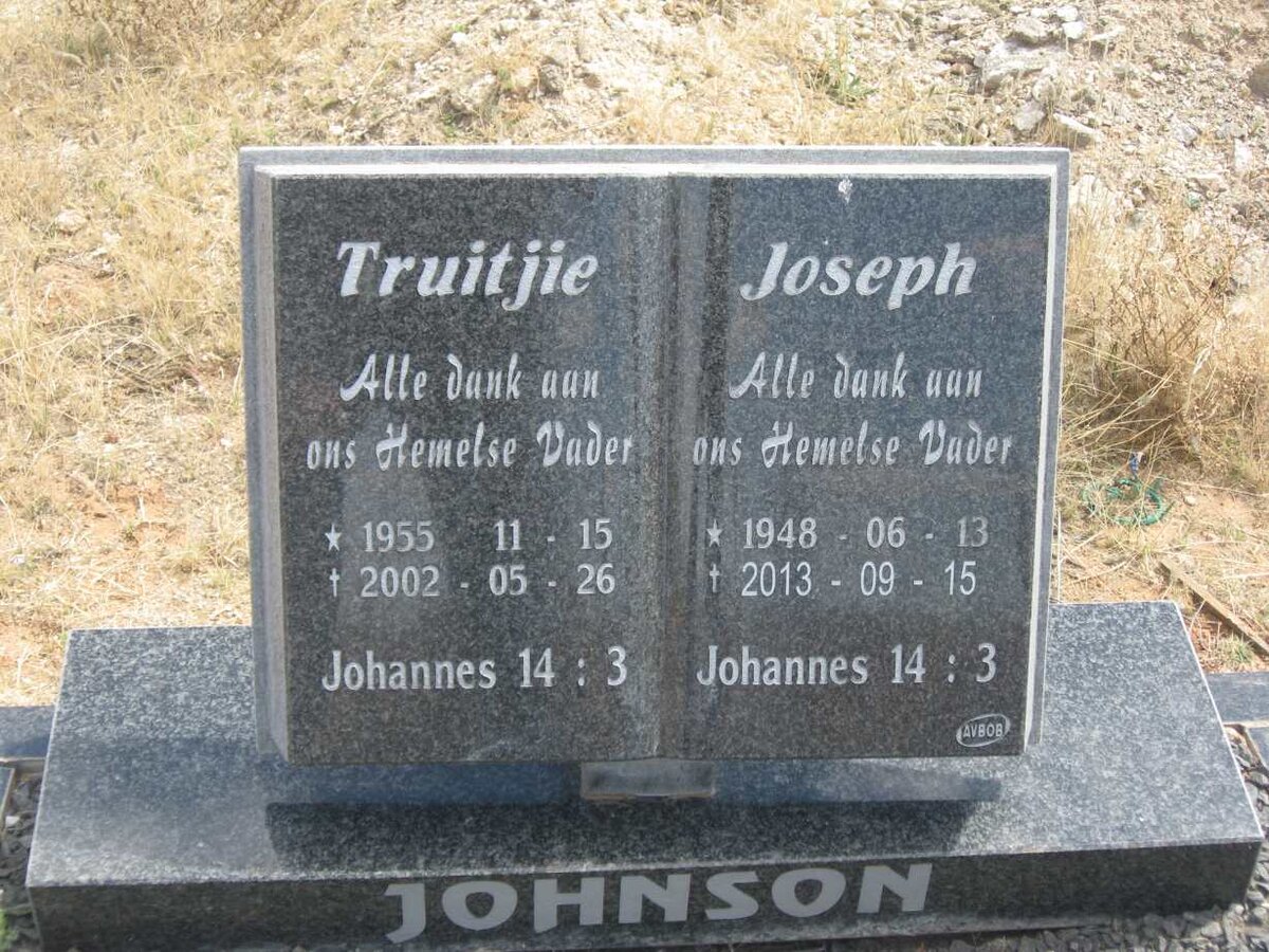 JOHNSON Joseph 1948-2013 &amp; Truitjie 1955-2002