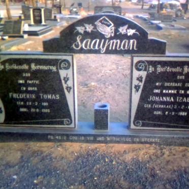 SAAYMAN Frederik Tomas 1911-19?? &amp; Johanna Izabella VERMAAK 1911-19??