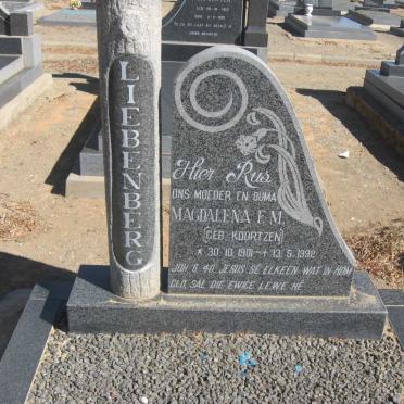 LIEBENBERG Magdalena F.M. nee KOORTZEN 1901-1992