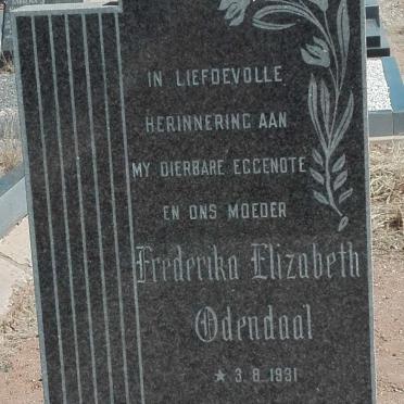 ODENDAAL Frederika Elizabeth 1931-1974