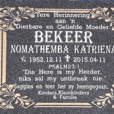 BEKEER Nomathemba Katriena 1952-2015