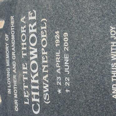 CHIKOWORE Lettie Thora nee SWANEPOEL 1924-2009