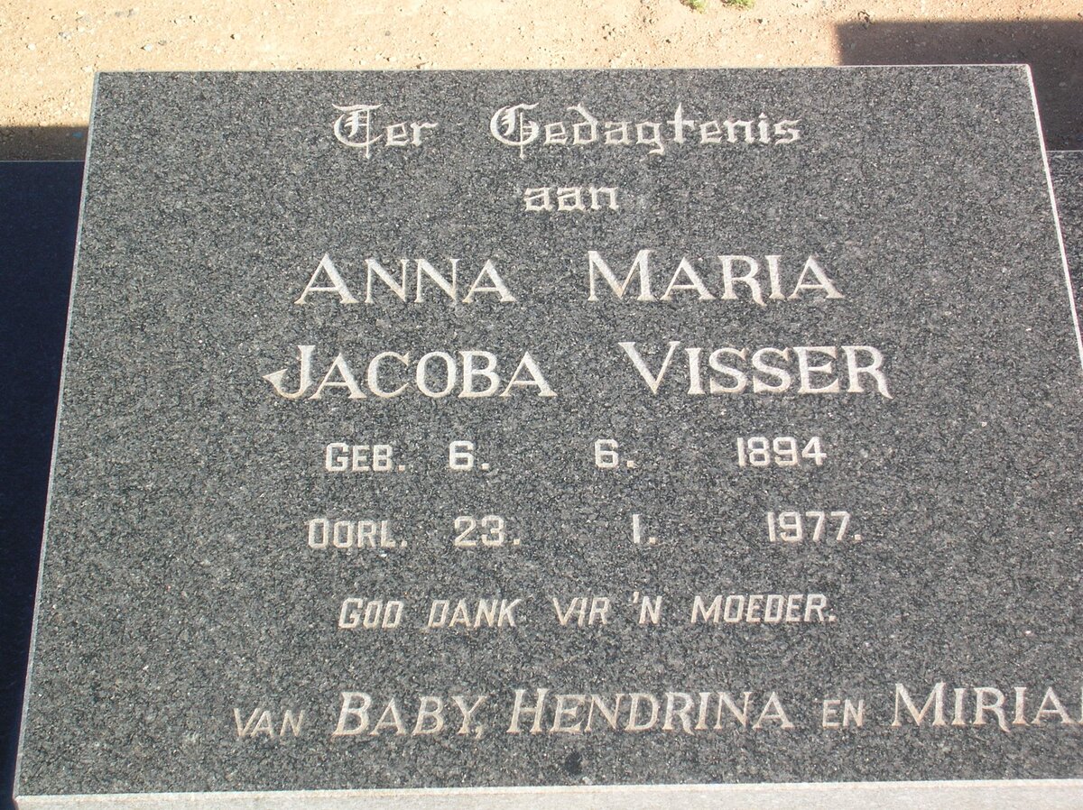 VISSER Anna Maria Jacoba 1894-1977
