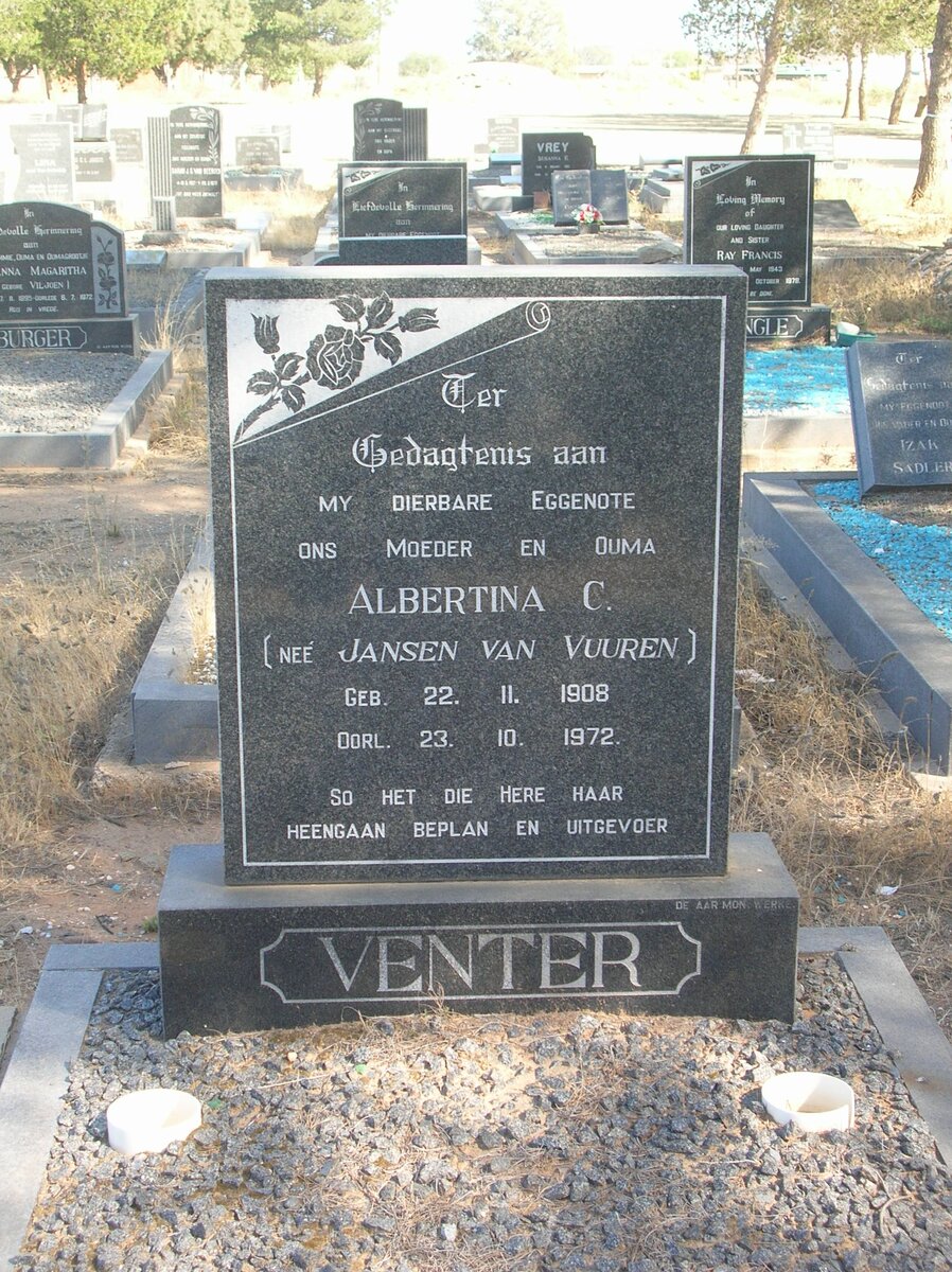 VENTER Albertina C. nee JANSEN VAN VUUREN 1908-1972