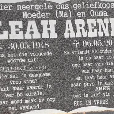 ARENDS Leah 1948-2012