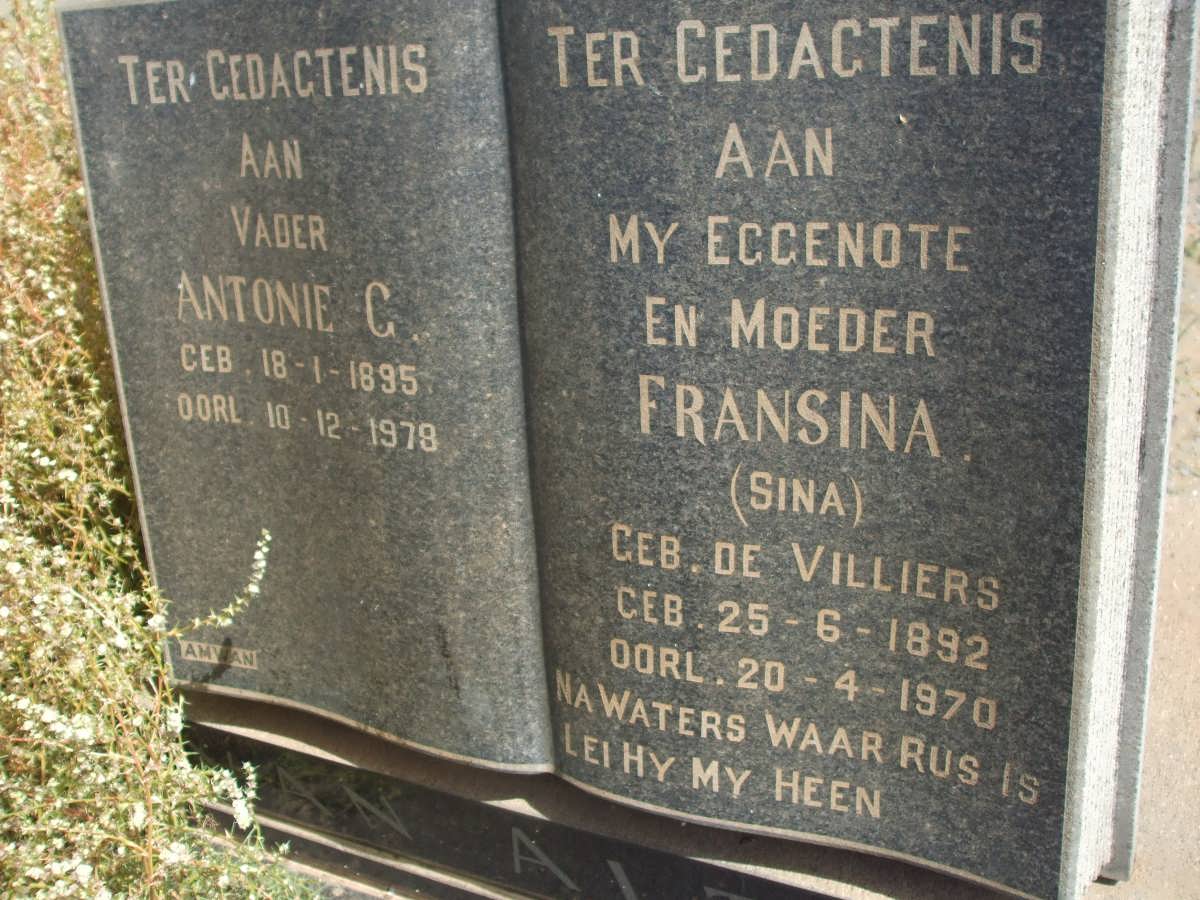 ALTENA Antonie G., van 1895-1978 &amp; Fransina DE VILLIERS 1892-1970 _2