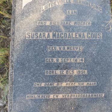 GOUS Susara Magdalena nee V.D. MERWE 1874-1951
