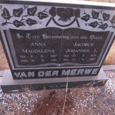 MERWE Jacobus Johannes L., van der 1878-1967 &amp; Anna Magdalena 1887-1961