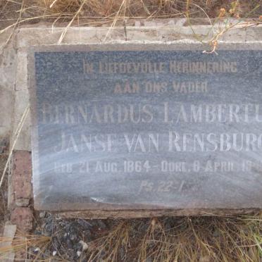 RENSBURG Bernardus Lambertus, Janse van 1864-1949